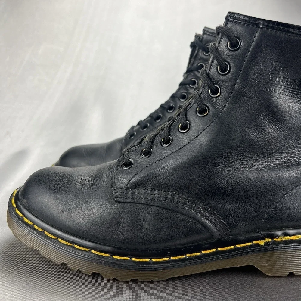 Vtg Dr. Martens Combat Black Leather Boots Made In England * UK 6 / US 7 / EU 39 - Picture 8 of 17